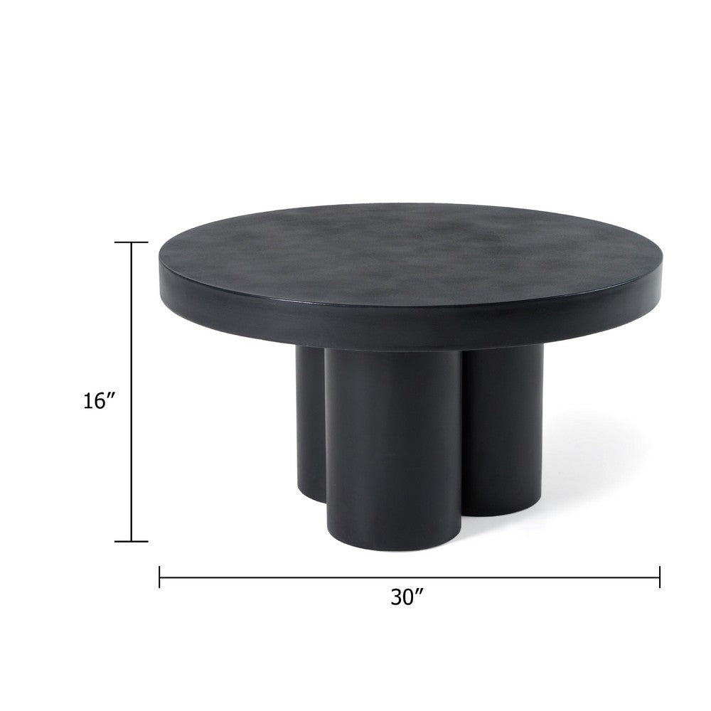 Cid Run Coffee Table | Abstract Black Concrete Base | Round 30’’ Top BM338290
