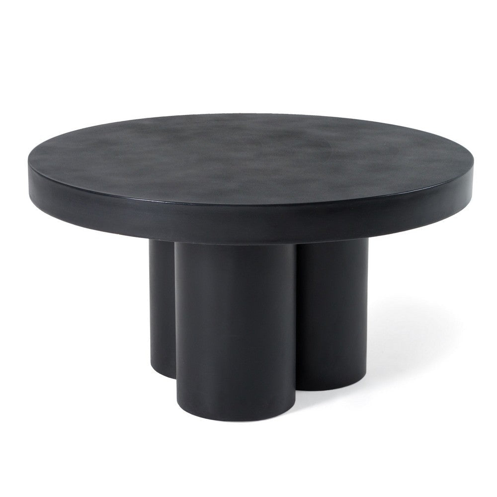 Cid Run Coffee Table | Abstract Black Concrete Base | Round 30" Top