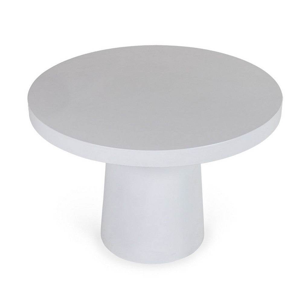 Cid Deso Dining Table | White Concrete Tapered Base | Round 43" Top