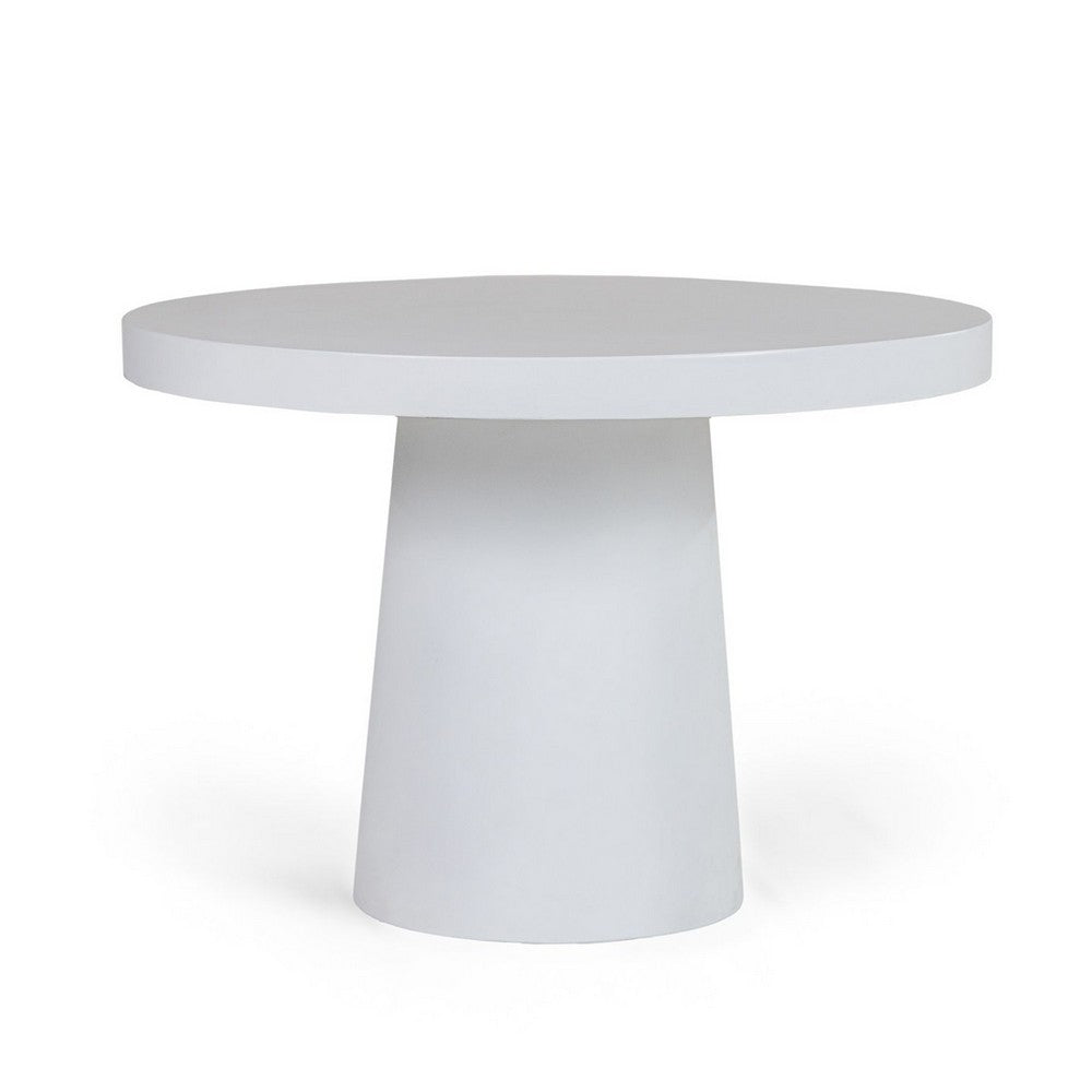 Cid Deso Dining Table | White Concrete Tapered Base | Round 43" Top