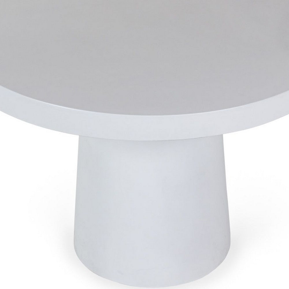 Cid Deso Dining Table | White Concrete Tapered Base | Round 43" Top
