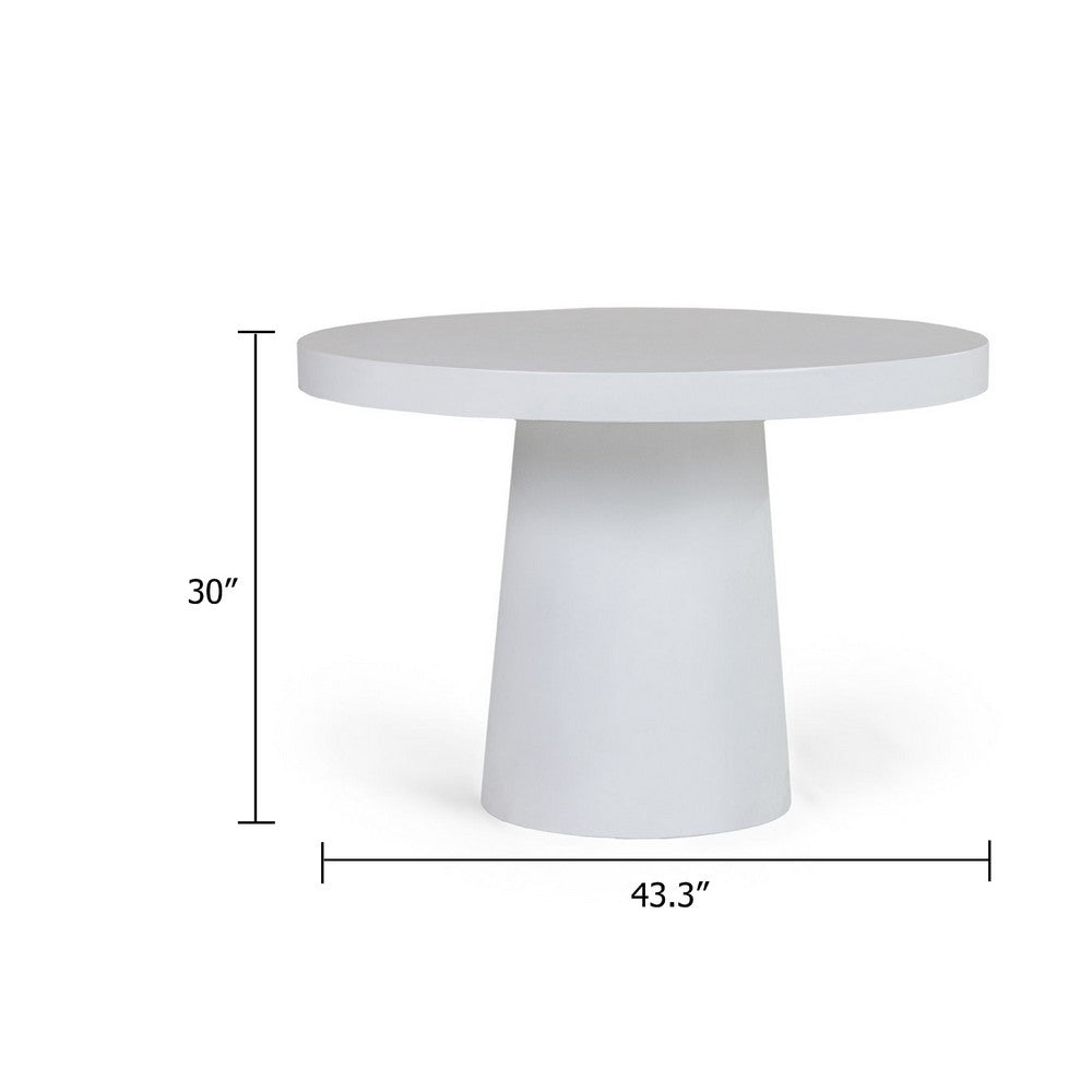 Cid Deso Dining Table | White Concrete Tapered Base | Round 43" Top