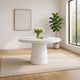 Cid Deso Dining Table | White Concrete Tapered Base | Round 43" Top