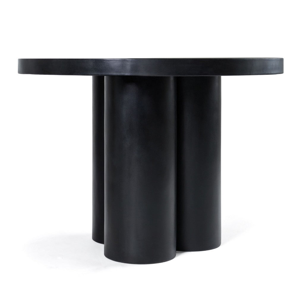 Cid Run Dining Table | Black Concrete Abstract Base | Round 43"