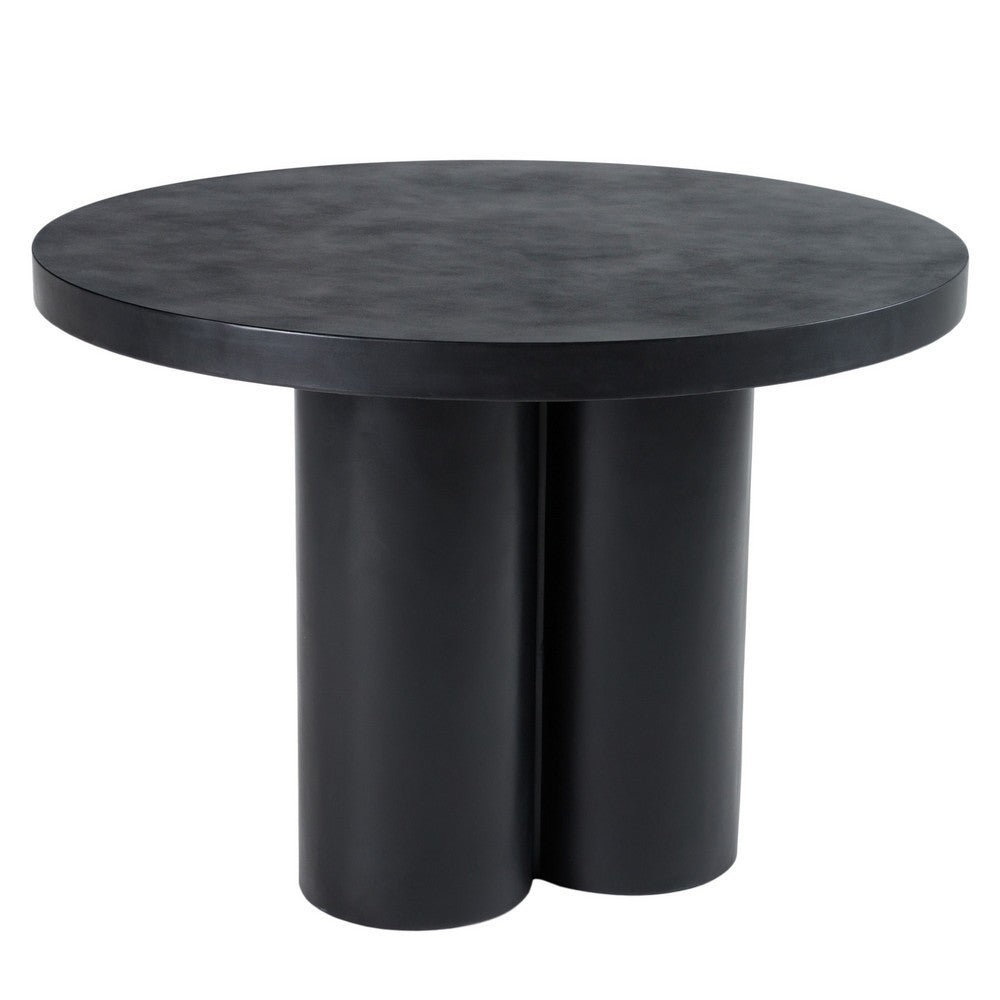 Cid Run Dining Table | Black Concrete Abstract Base | Round 43"