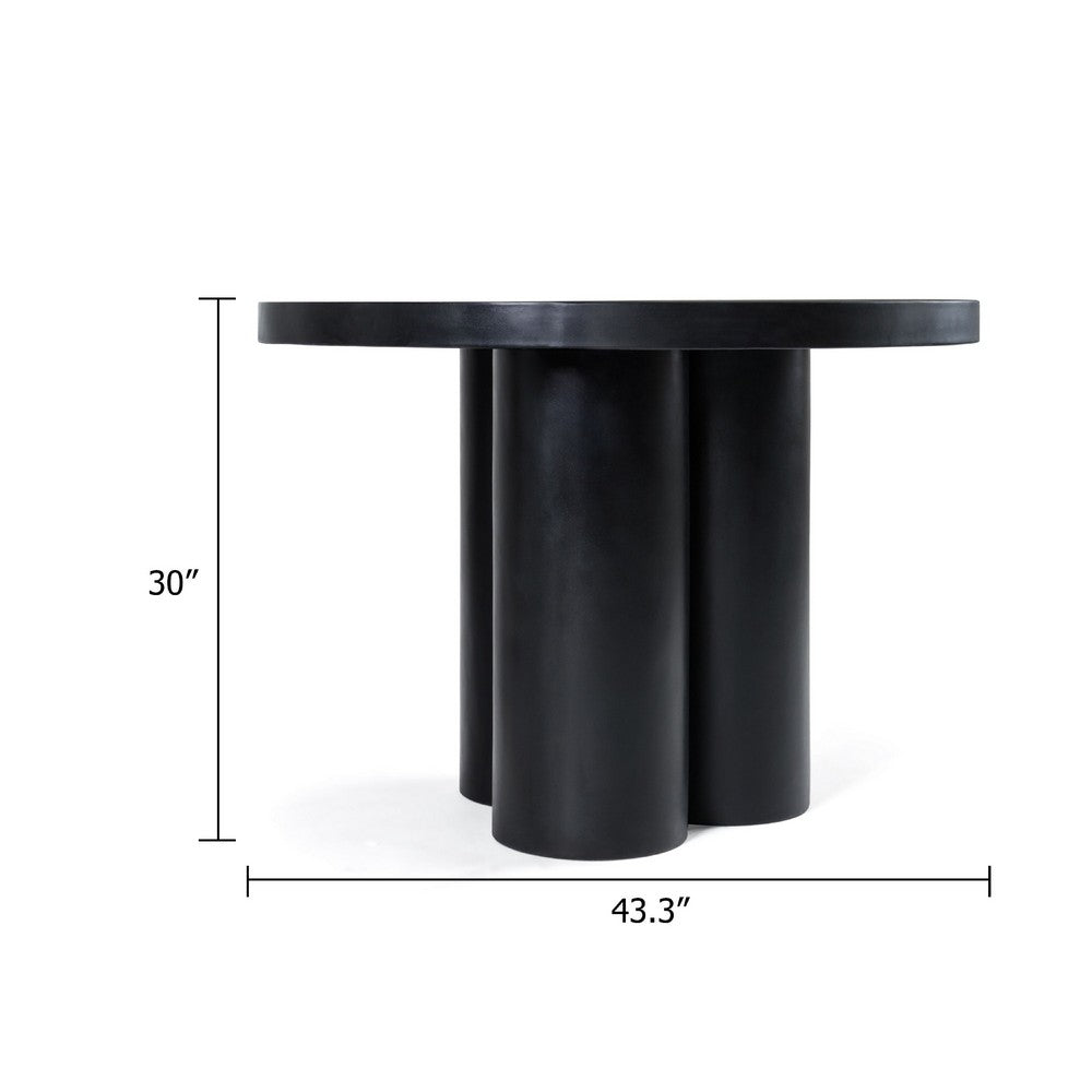 Cid Run Dining Table | Black Concrete Abstract Base | Round 43"