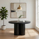 Cid Run Dining Table | Black Concrete Abstract Base | Round 43"