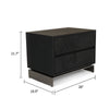 Niye Nightstand | 2 Drawers | Black Ash Wood and Gray Metal Base | 28’’ BM338294
