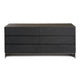 Niye Wide Dresser | 6 Drawers | Black Ash Veneer | Gray Metal Base BM338295