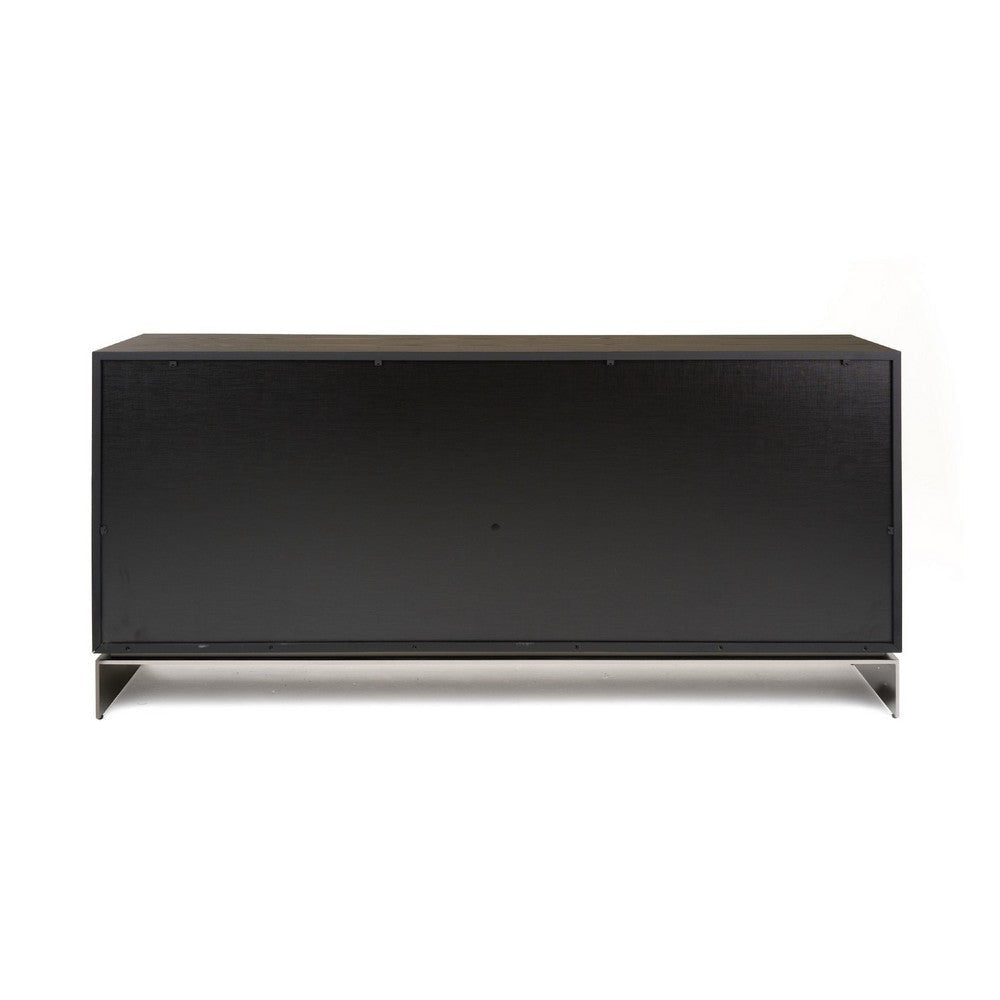 Niye Wide Dresser | 6 Drawers | Black Ash Veneer | Gray Metal Base BM338295