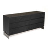 Niye Wide Dresser | 6 Drawers | Black Ash Veneer | Gray Metal Base