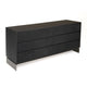 Niye Wide Dresser | 6 Drawers | Black Ash Veneer | Gray Metal Base