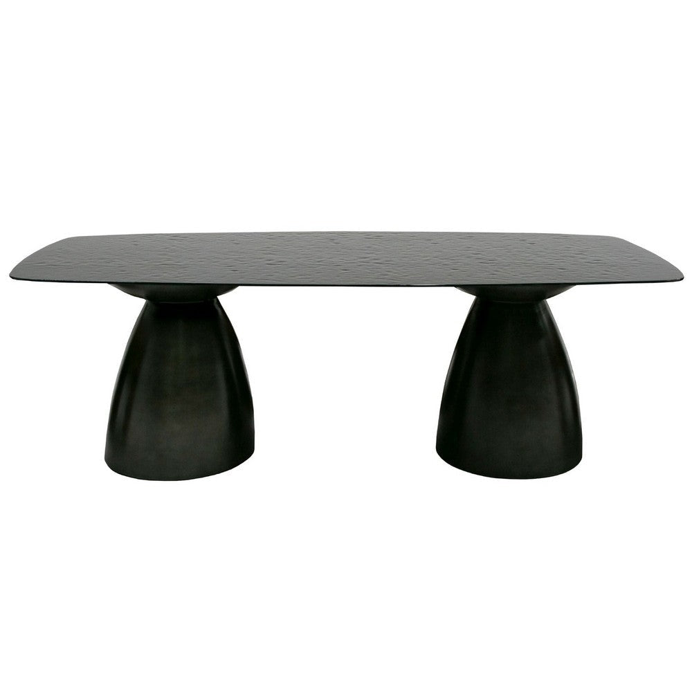 Cid Lexi Dining Table | 87’’ Black Tempered Glass Top | Aluminum Base BM338296