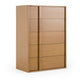 Lina Tall Dresser Chest | 5 Drawers | Natural Brown Oak Veneer