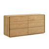 Aki 59" Wide Dresser | 6 Drawers | Natural Brown Rubberwood and Veneer