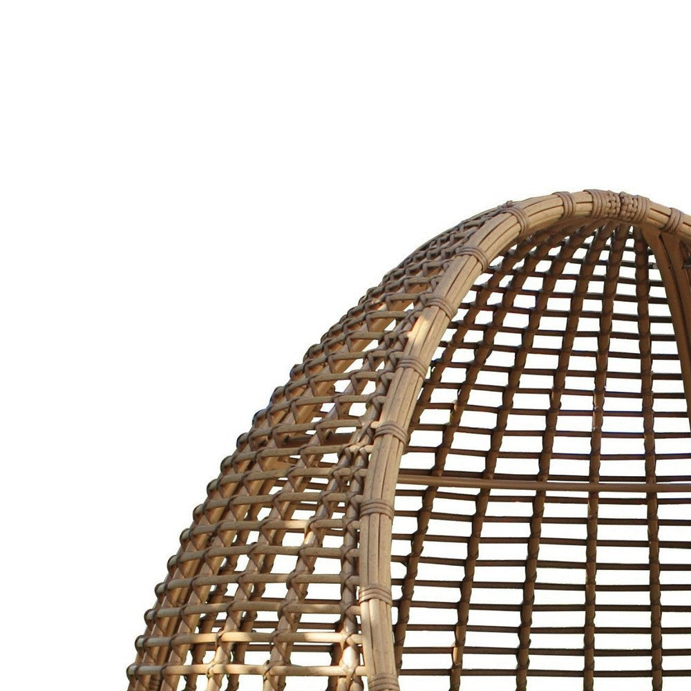 Jiye Outdoor Hanging Lounge Bed | Beige Wicker | Gray Fabric | 63’’ BM338300