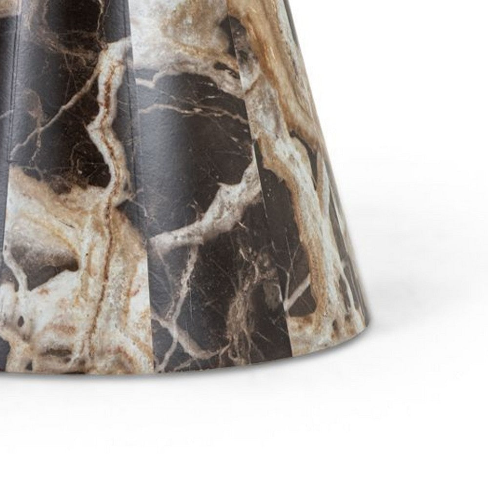 Cid Ria End Table Set of 2 | Brown-White Faux Marble | Pedestal Base BM338301