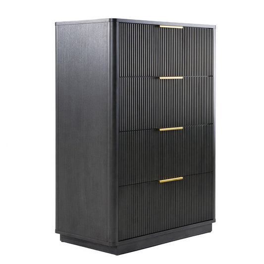 Noe Celia Tall Dresser Chest | 4 Drawers | Retro Luxe Gray Solid Wood