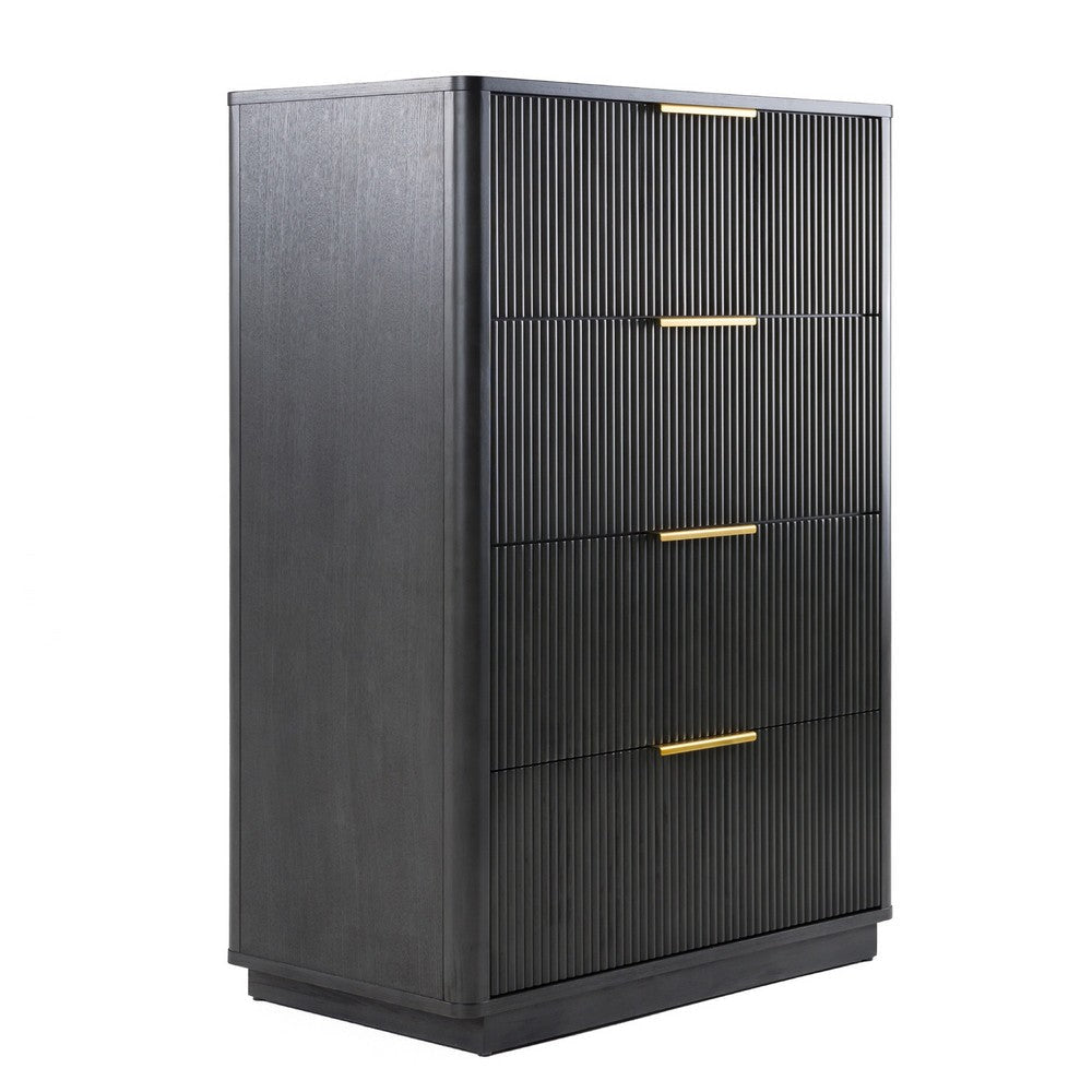 Noe Celia Tall Dresser Chest | 4 Drawers | Retro Luxe Gray Solid Wood