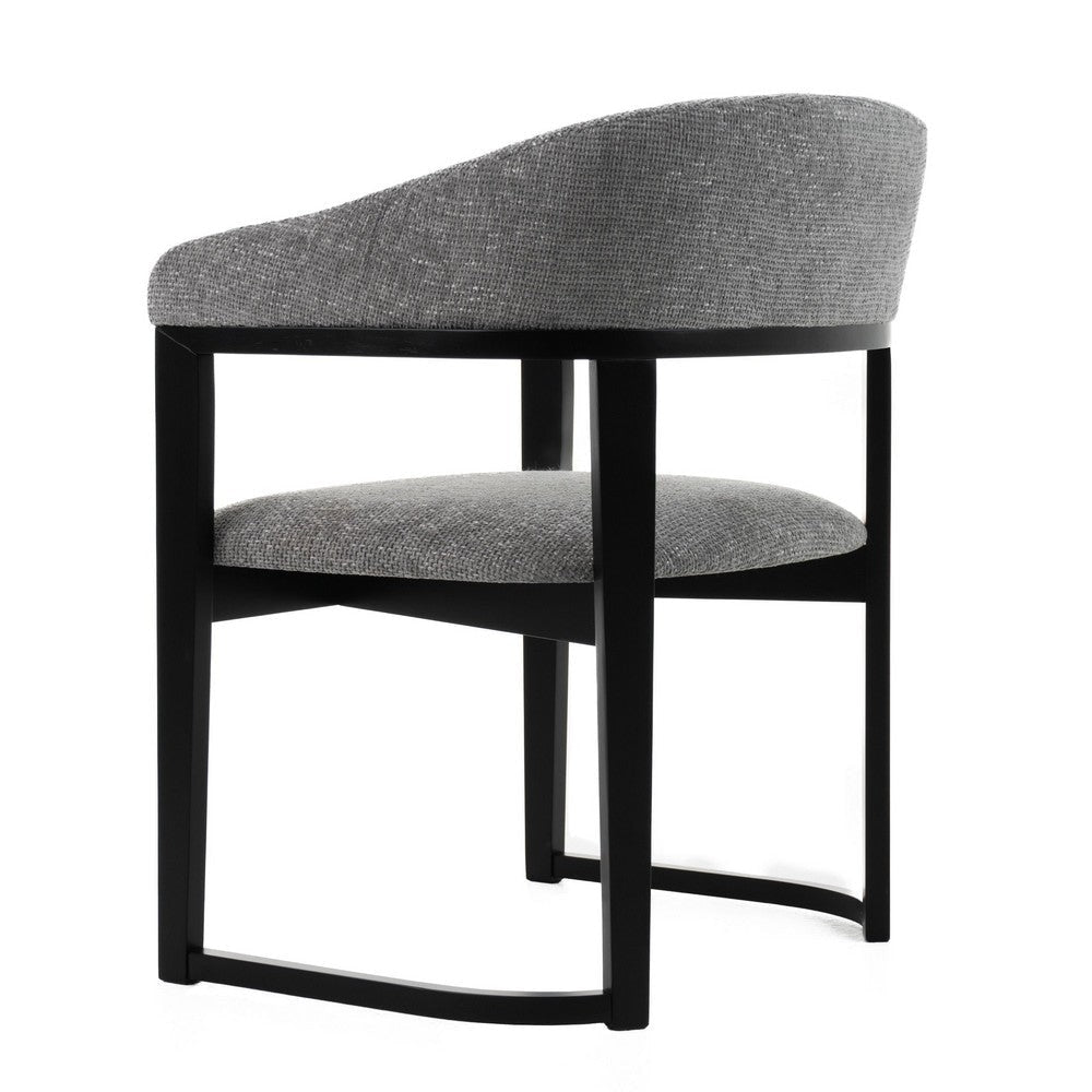 Cid Mary Dining Chair | Gray Fabric | Curved Black Solid Rubberwood Frame BM338306