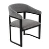 Cid Mary Dining Chair | Gray Fabric | Curved Black Solid Rubberwood Frame