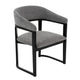 Cid Mary Dining Chair | Gray Fabric | Curved Black Solid Rubberwood Frame