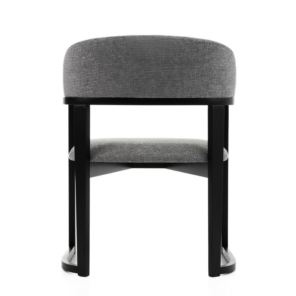 Cid Mary Dining Chair | Gray Fabric | Curved Black Solid Rubberwood Frame BM338306