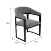 Cid Mary Dining Chair | Gray Fabric | Curved Black Solid Rubberwood Frame BM338306
