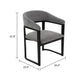 Cid Mary Dining Chair | Gray Fabric | Curved Black Solid Rubberwood Frame BM338306
