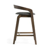 Cid Lenn Counter Stool Chair Set of 2 | Gray Fabric | Curved Brown Rubberwood