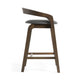 Cid Lenn Counter Stool Chair Set of 2 | Gray Fabric | Curved Brown Rubberwood