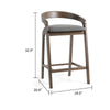 Cid Lenn Counter Stool Chair Set of 2 | Gray Fabric | Curved Brown Rubberwood