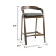 Cid Lenn Counter Stool Chair Set of 2 | Gray Fabric | Curved Brown Rubberwood