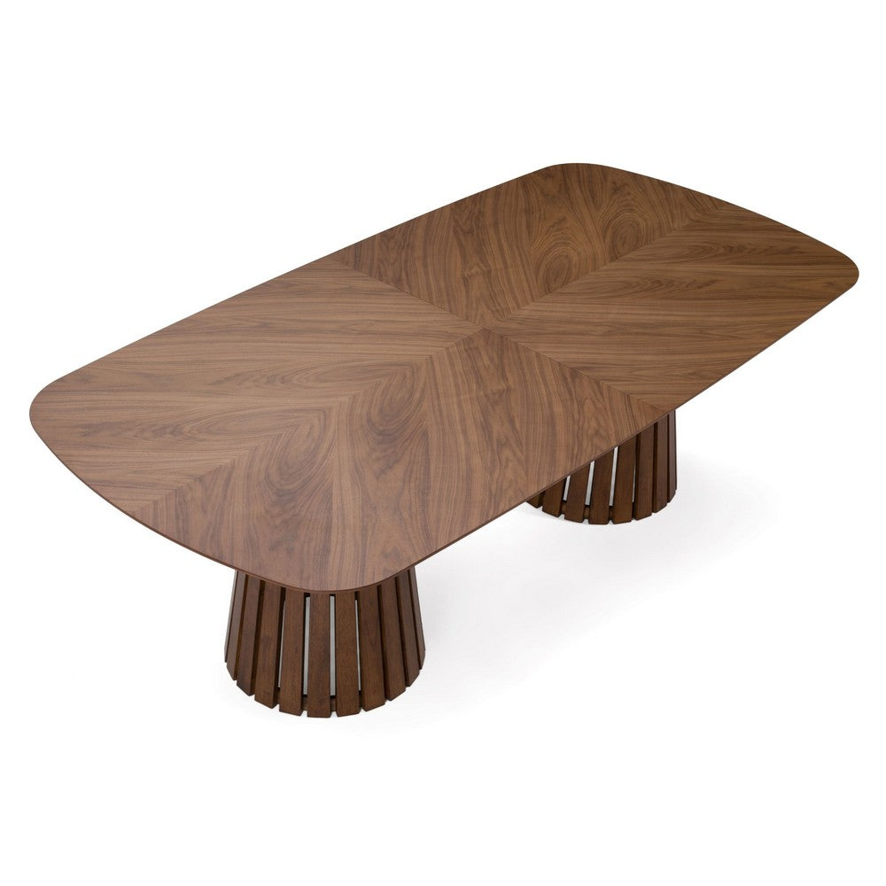 Cid Naj Dining Table | 95-118" Extendable Top | Walnut Brown Solid Wood