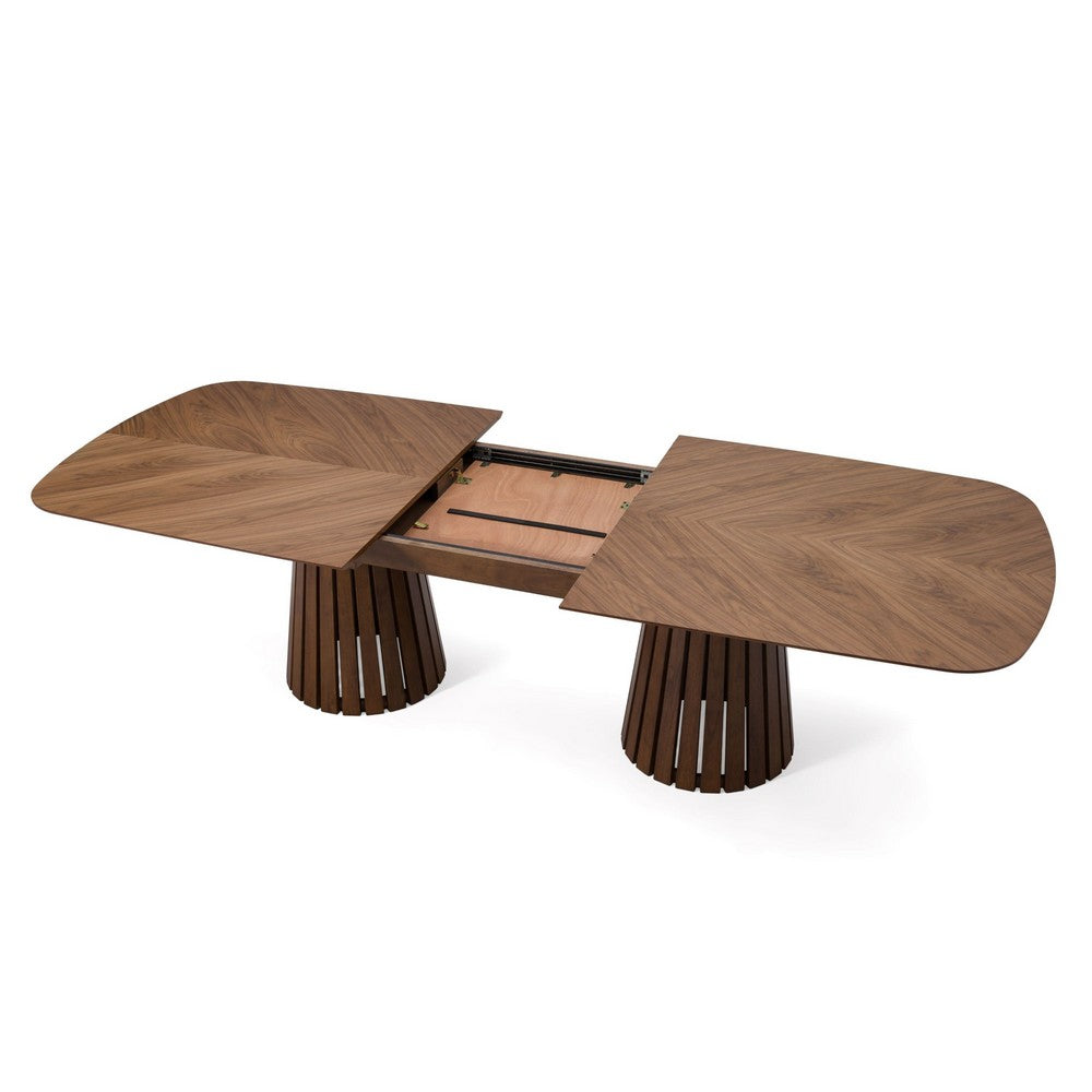 Cid Naj Dining Table | 95-118" Extendable Top | Walnut Brown Solid Wood