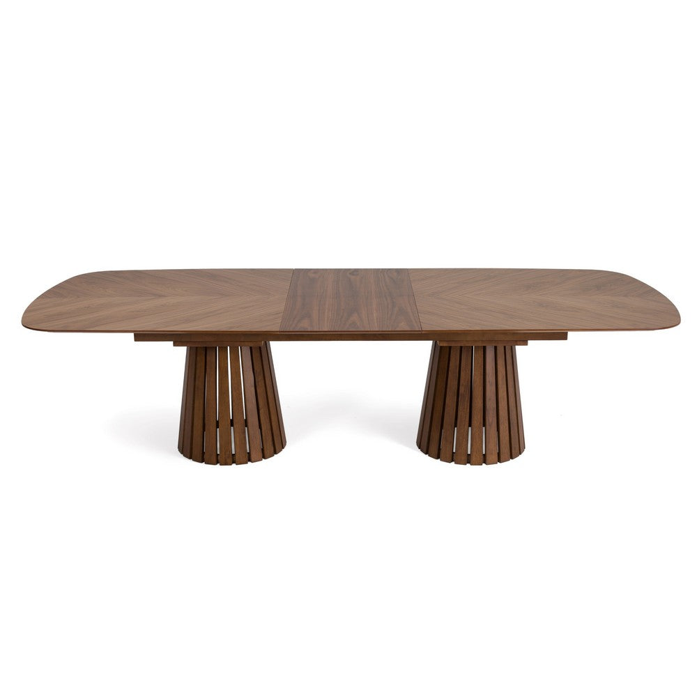 Cid Naj Dining Table | 95-118" Extendable Top | Walnut Brown Solid Wood