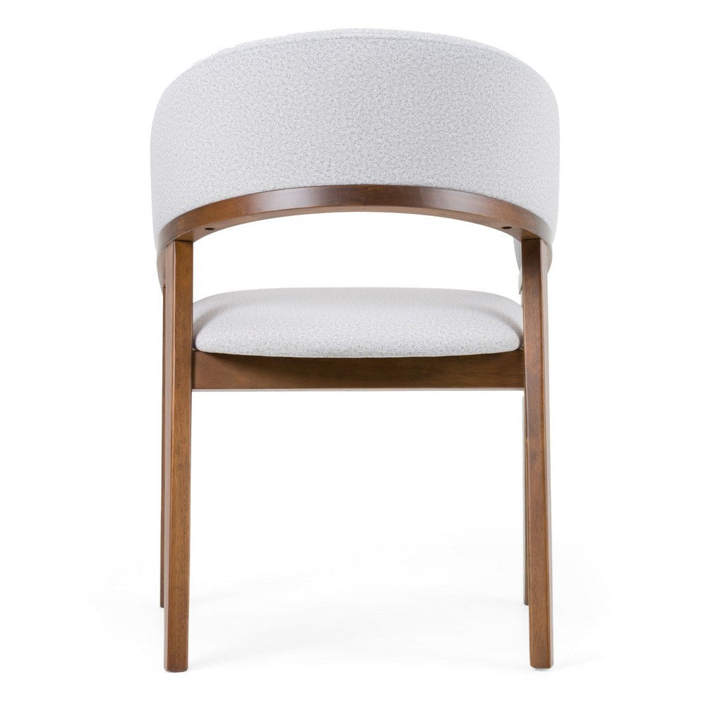 Cid Naj Dining Chair | Gray Fabric Cushions | Curved Walnut Brown Rubberwood BM338309