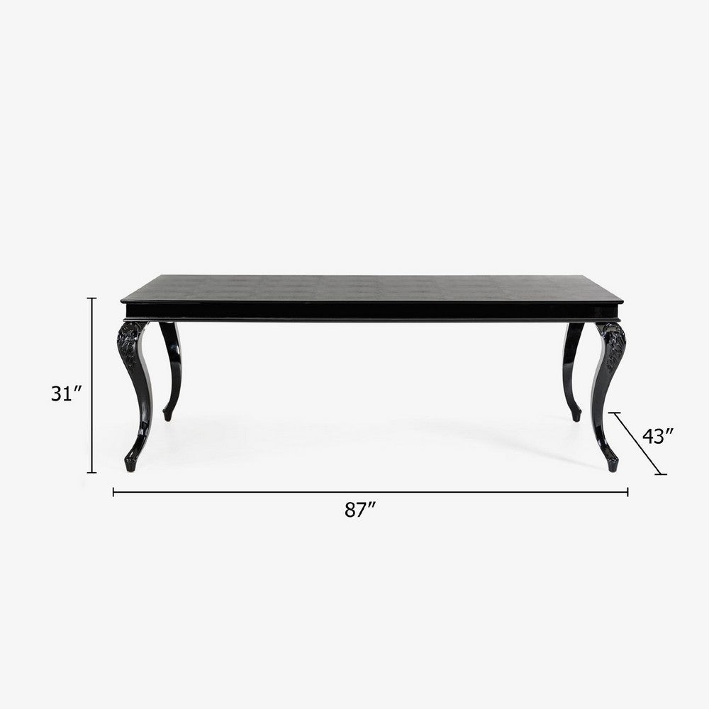 Sovy Dining Table | Black Gloss Crocodile Texture Top I 87 Inch BM338310