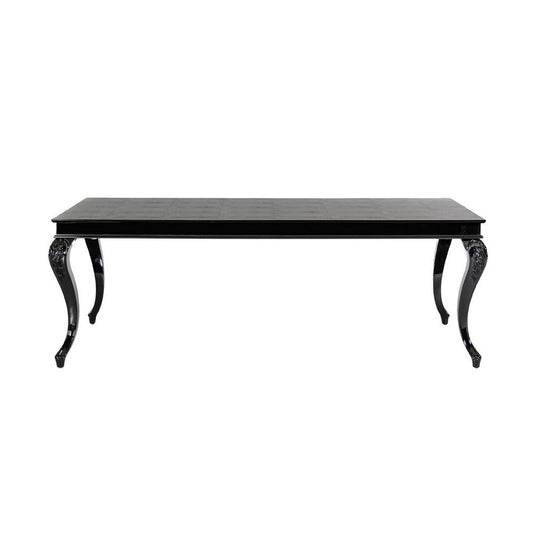 Sovy Dining Table | Black Gloss Crocodile Texture Top I 87 Inch