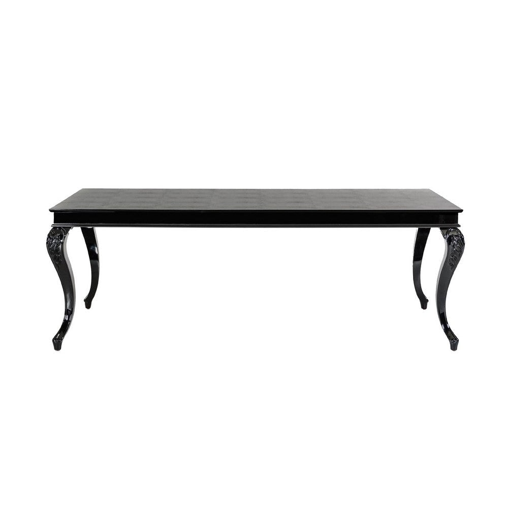 Sovy Dining Table | Black Gloss Crocodile Texture Top I 87 Inch