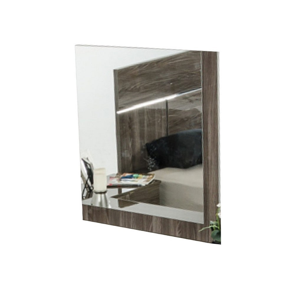 Accent Mirror | Italian Design | 41’’ Elm Gray Lacquer Wood Frame BM338311
