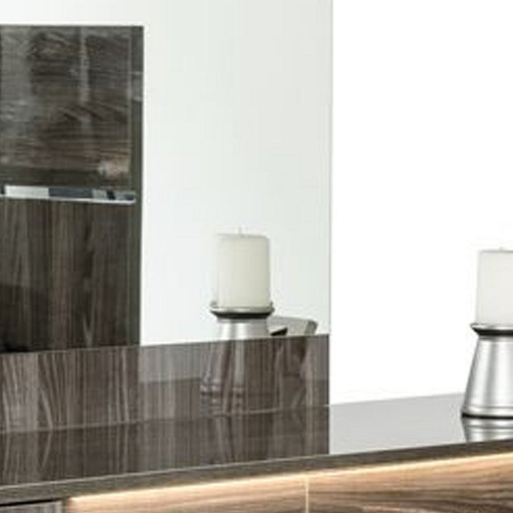 Accent Mirror | Italian Design | 41’’ Elm Gray Lacquer Wood Frame BM338311