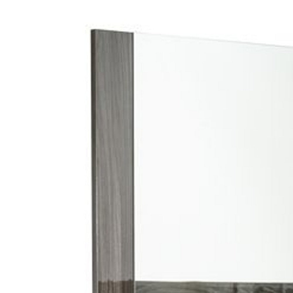 Accent Mirror | Italian Design | 41’’ Elm Gray Lacquer Wood Frame BM338311