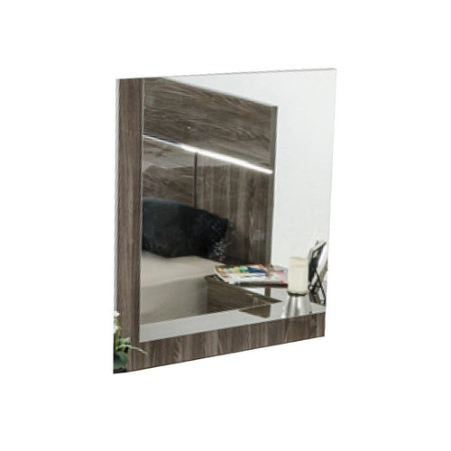 Accent Mirror | Italian Design | 41" Elm Gray Lacquer Wood Frame