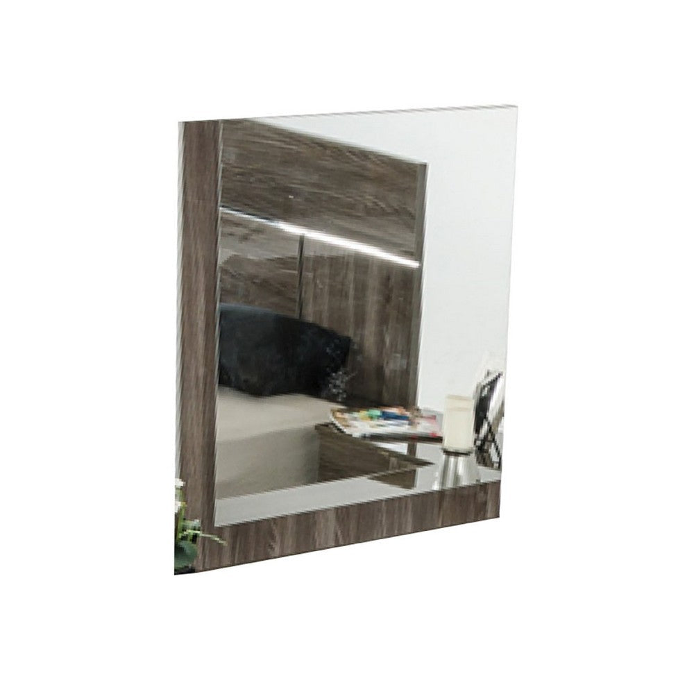 Accent Mirror | Italian Design | 41" Elm Gray Lacquer Wood Frame
