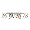 Cid Moji 9pc Glass Dining Table Set | Walnut Wood | 8 Cream Faux Leather Chairs BM338312