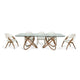 Cid Moji 9pc Glass Dining Table Set | Walnut Wood | 8 Cream Faux Leather Chairs BM338312