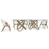 Cid Moji 9pc Glass Dining Table Set | Walnut Wood | 8 Cream Faux Leather Chairs BM338312