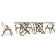 Cid Moji 9pc Glass Dining Table Set | Walnut Wood | 8 Cream Faux Leather Chairs BM338312