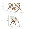 Cid Moji 9pc Glass Dining Table Set | Walnut Wood | 8 Cream Faux Leather Chairs BM338312